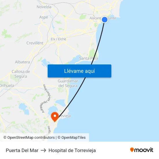 Puerta Del Mar to Hospital de Torrevieja map