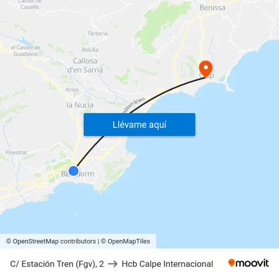 C/ Estación Tren (Fgv), 2 to Hcb Calpe Internacional map