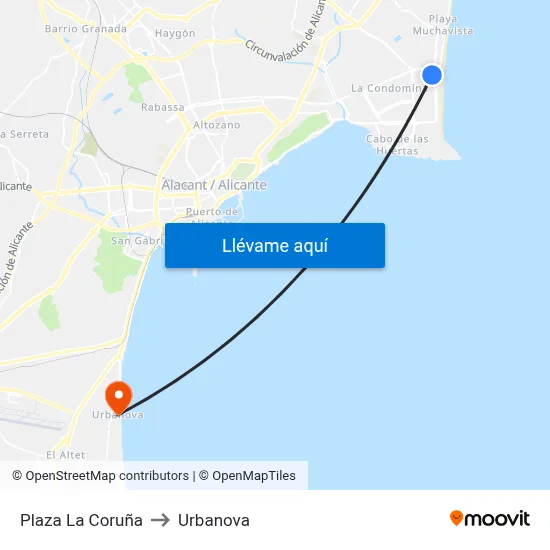 Plaza La Coruña to Urbanova map