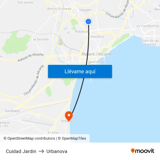 Cuidad Jardin to Urbanova map