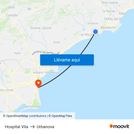 Hospital Vila to Urbanova map