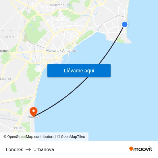 Londres to Urbanova map