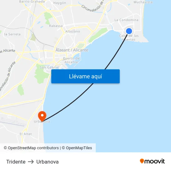 Tridente to Urbanova map