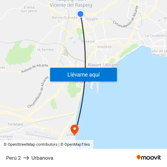 Perú 2 to Urbanova map