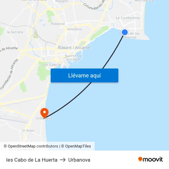 Ies Cabo de La Huerta to Urbanova map