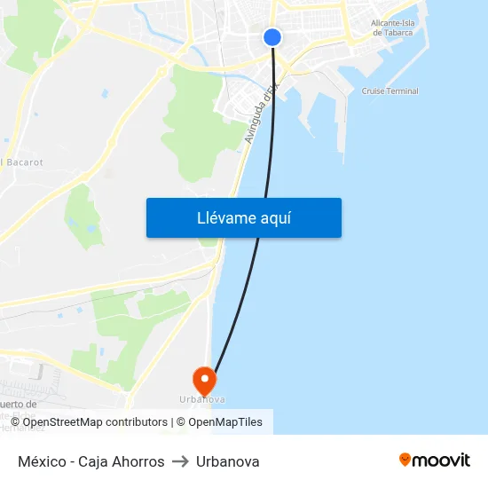 México - Caja Ahorros to Urbanova map