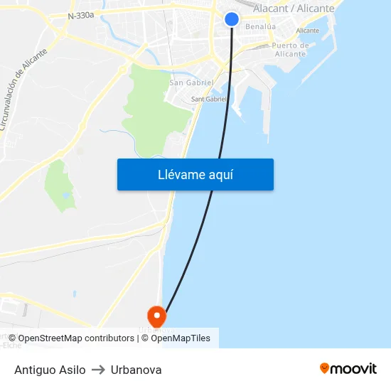 Antiguo Asilo to Urbanova map