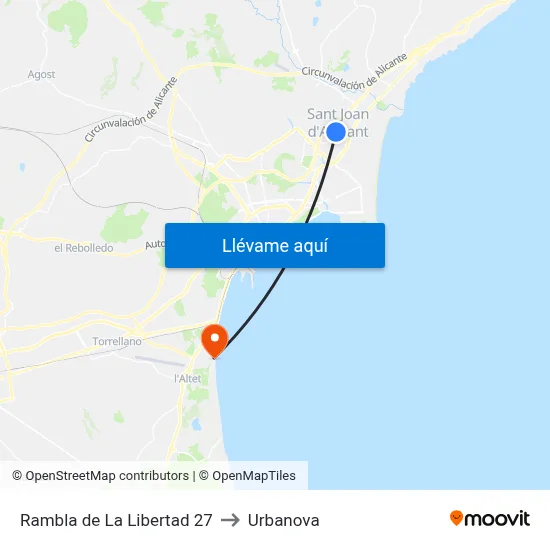 Rambla de La Libertad 27 to Urbanova map