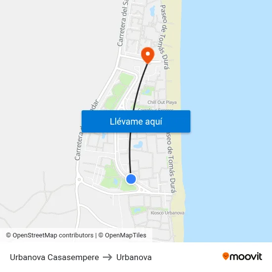 Urbanova Casasempere to Urbanova map