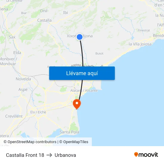 Castalla Front 18 to Urbanova map