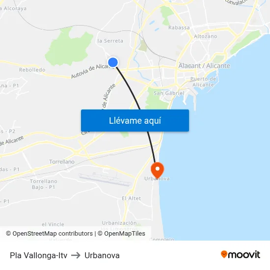 Pla Vallonga-Itv to Urbanova map
