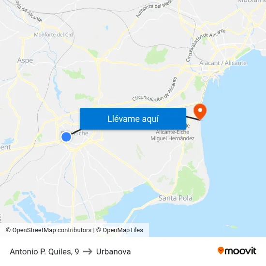 Antonio P. Quiles, 9 to Urbanova map