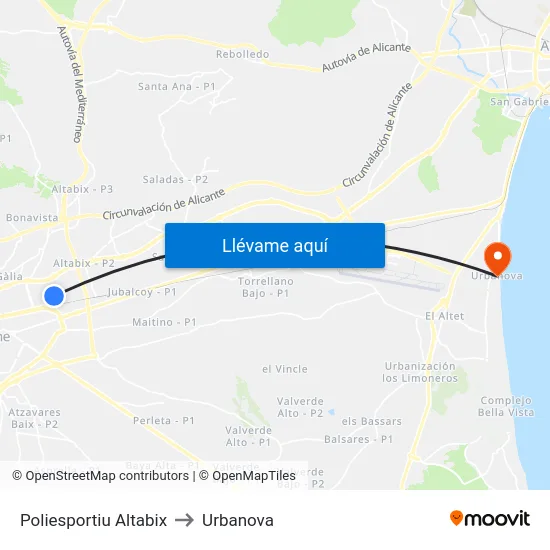 Poliesportiu Altabix to Urbanova map