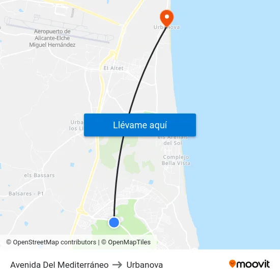 Avenida Del Mediterráneo to Urbanova map