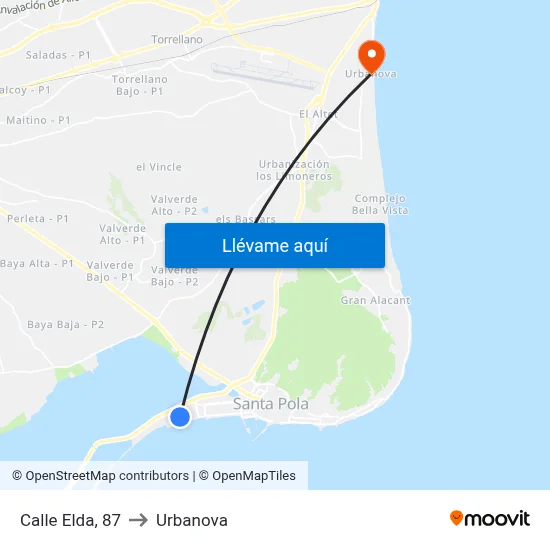 Calle Elda, 87 to Urbanova map