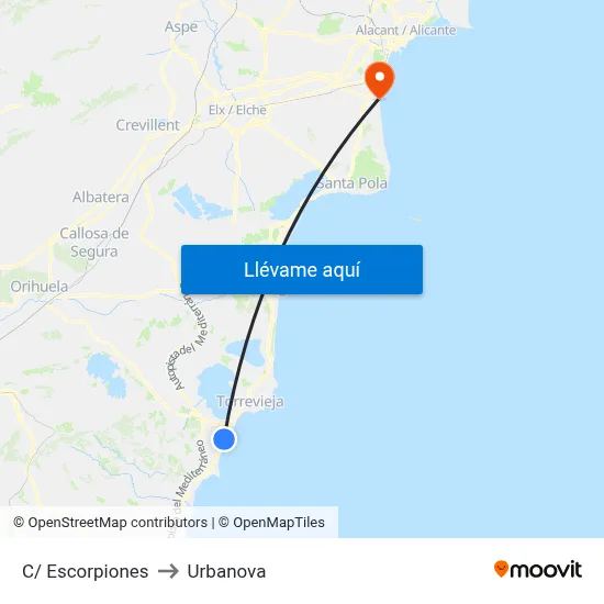C/ Escorpiones to Urbanova map