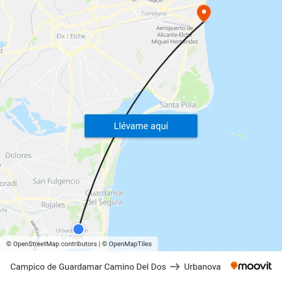 Campico de Guardamar Camino Del Dos to Urbanova map