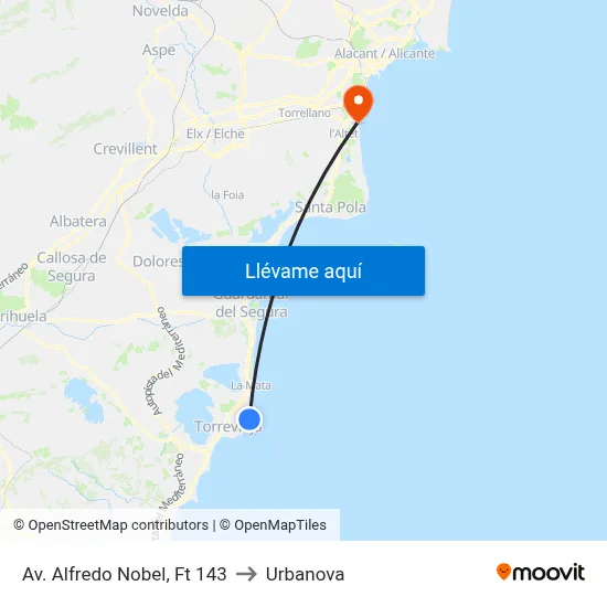 Av. Alfredo Nobel, Ft 143 to Urbanova map