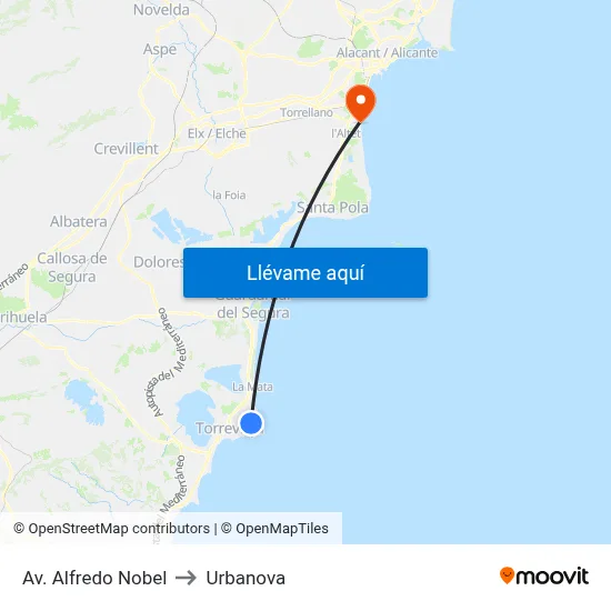 Av. Alfredo Nobel to Urbanova map