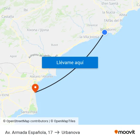 Av. Armada Española, 17 to Urbanova map