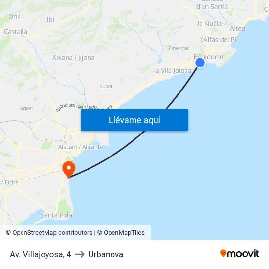 Av. Villajoyosa, 4 to Urbanova map