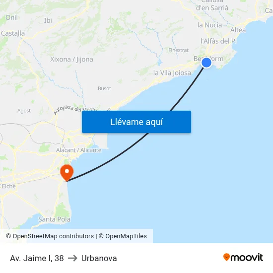 Av. Jaime I, 38 to Urbanova map