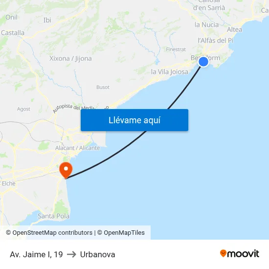 Av. Jaime I, 19 to Urbanova map