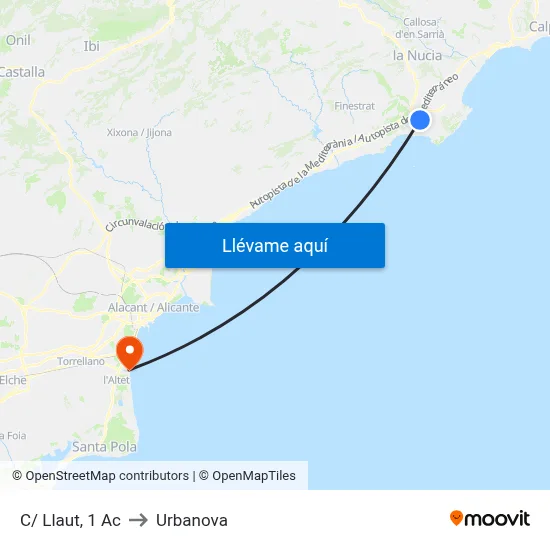 C/ Llaut, 1 Ac to Urbanova map