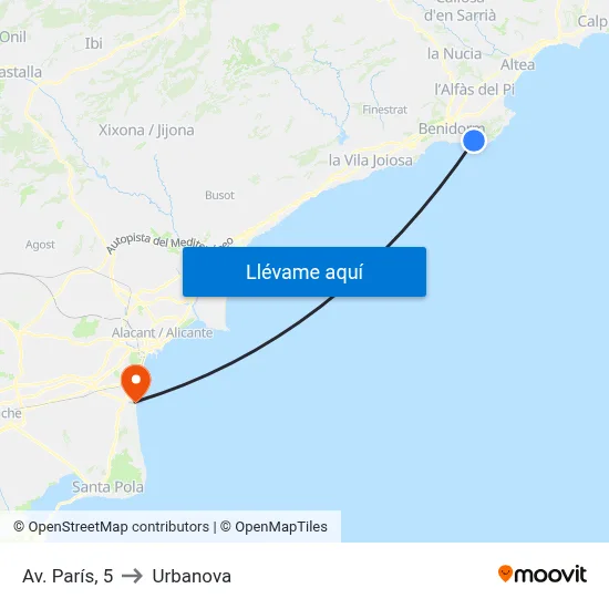 Av. París, 5 to Urbanova map