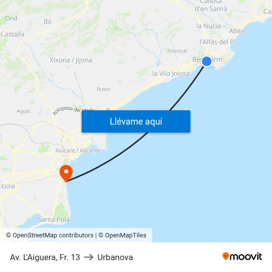 Av. L'Aiguera, Fr. 13 to Urbanova map