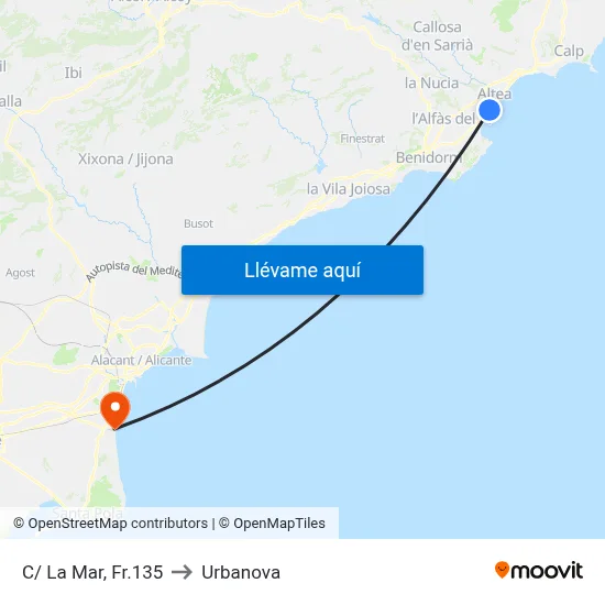 C/ La Mar, Fr.135 to Urbanova map