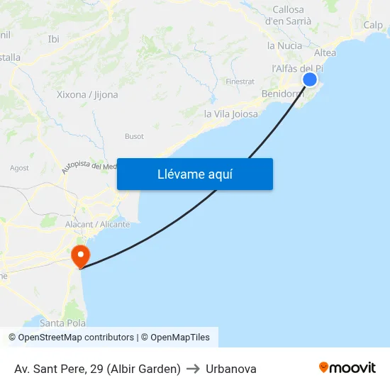 Av. Sant Pere, 29 (Albir Garden) to Urbanova map