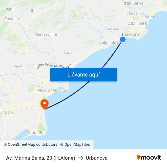 Av. Marina Baixa, 23 (H.Alone) to Urbanova map