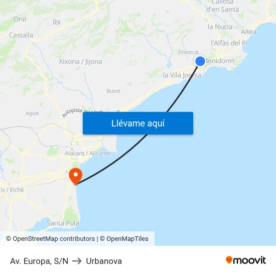 Av. Europa, S/N to Urbanova map