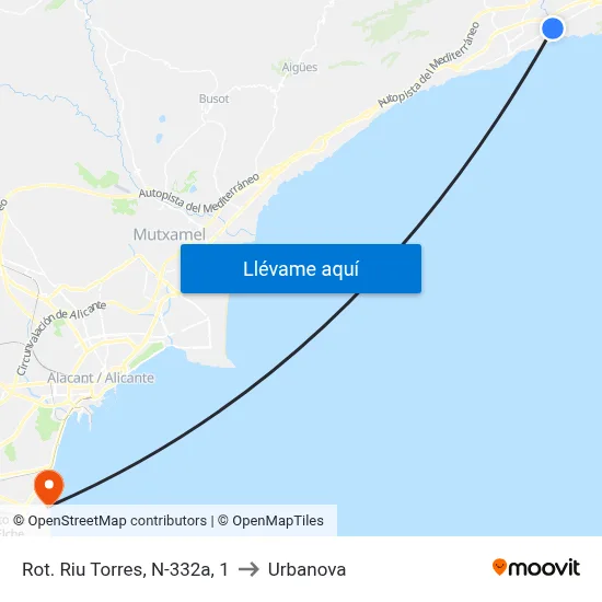 Rot. Riu Torres, N-332a, 1 to Urbanova map