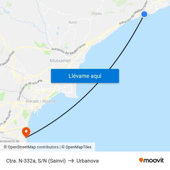 Ctra. N-332a, S/N (Sainvi) to Urbanova map