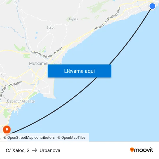 C/ Xaloc, 2 to Urbanova map