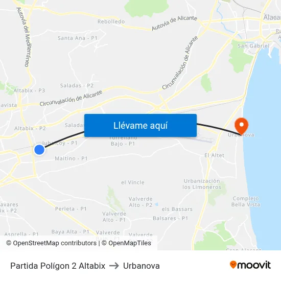 Partida Polígon 2 Altabix to Urbanova map