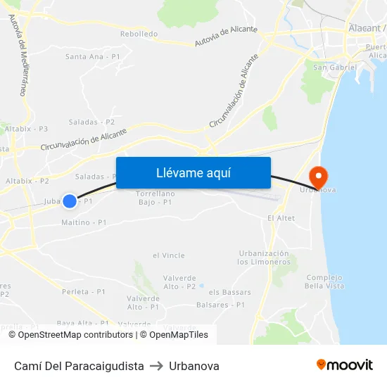 Camí Del Paracaigudista to Urbanova map