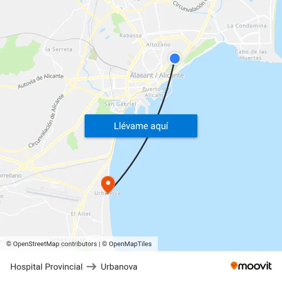 Hospital Provincial to Urbanova map