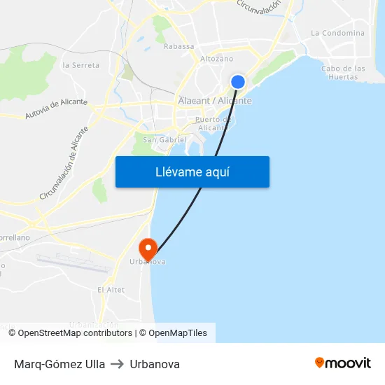 Marq-Gómez Ulla to Urbanova map