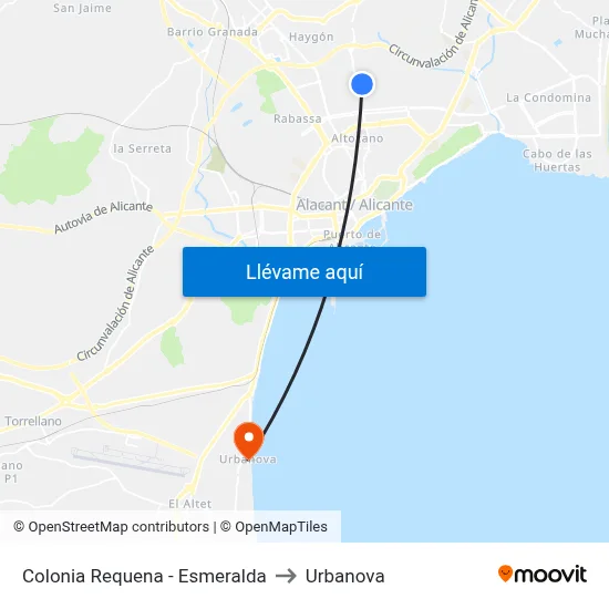 Colonia Requena - Esmeralda to Urbanova map