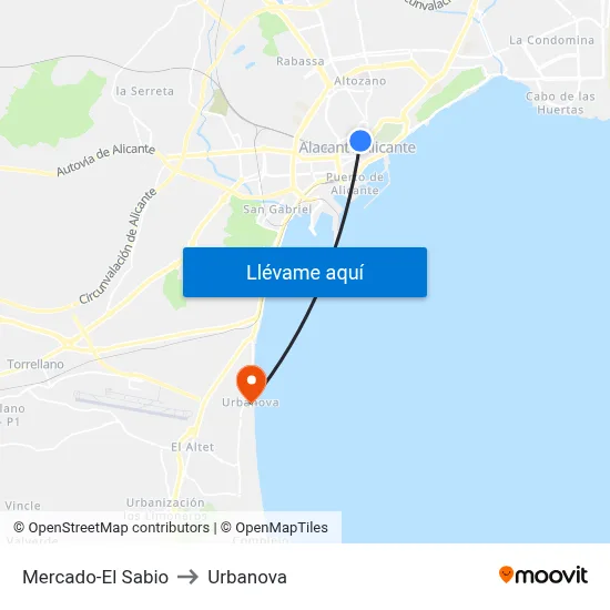 Mercado-El Sabio to Urbanova map