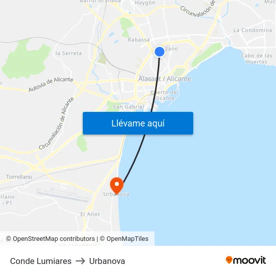 Conde Lumiares to Urbanova map