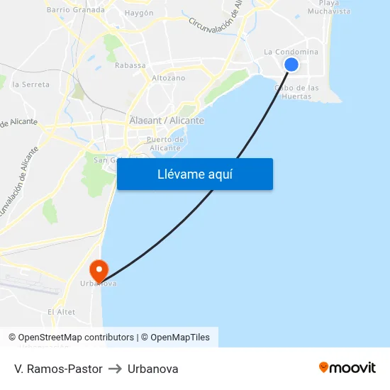 V. Ramos-Pastor to Urbanova map