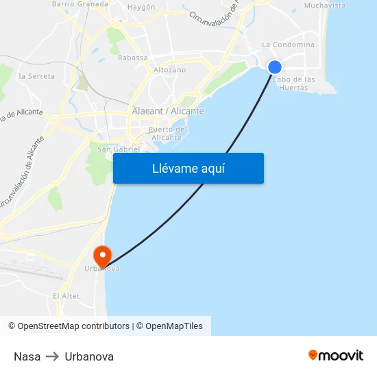 Nasa to Urbanova map