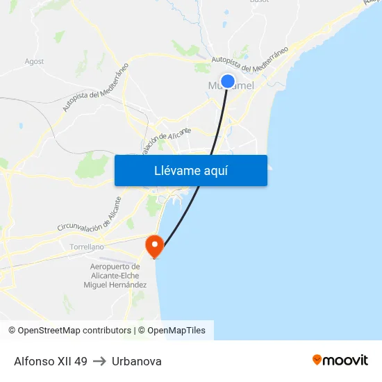 Alfonso XII 49 to Urbanova map