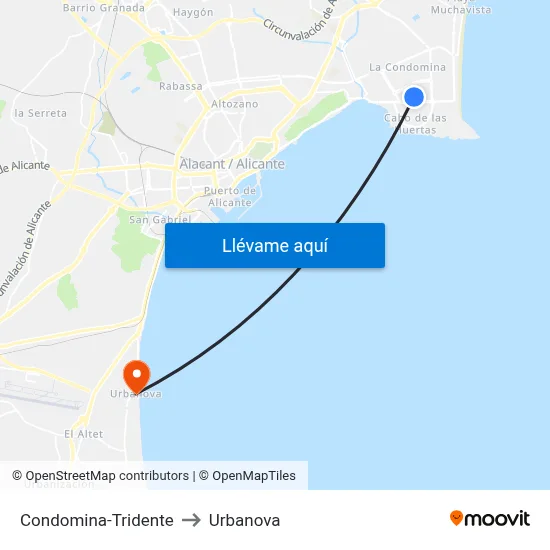 Condomina-Tridente to Urbanova map