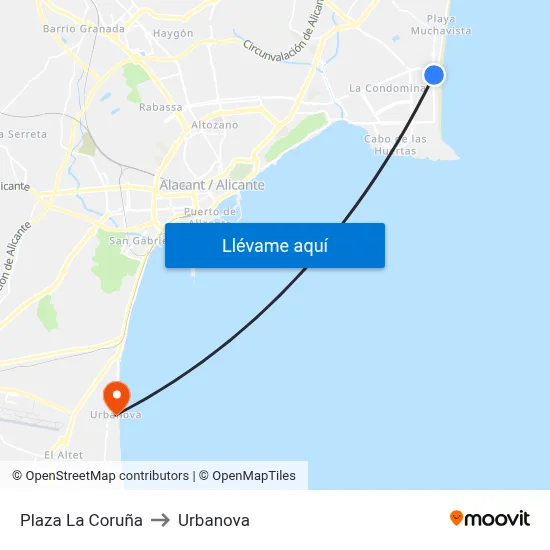 Plaza La Coruña to Urbanova map
