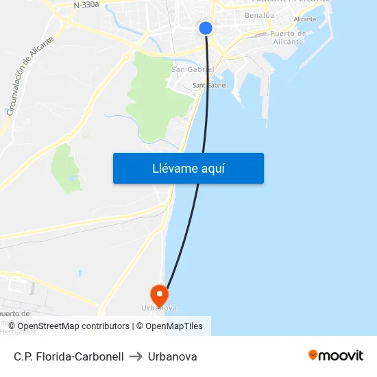 C.P. Florida-Carbonell to Urbanova map